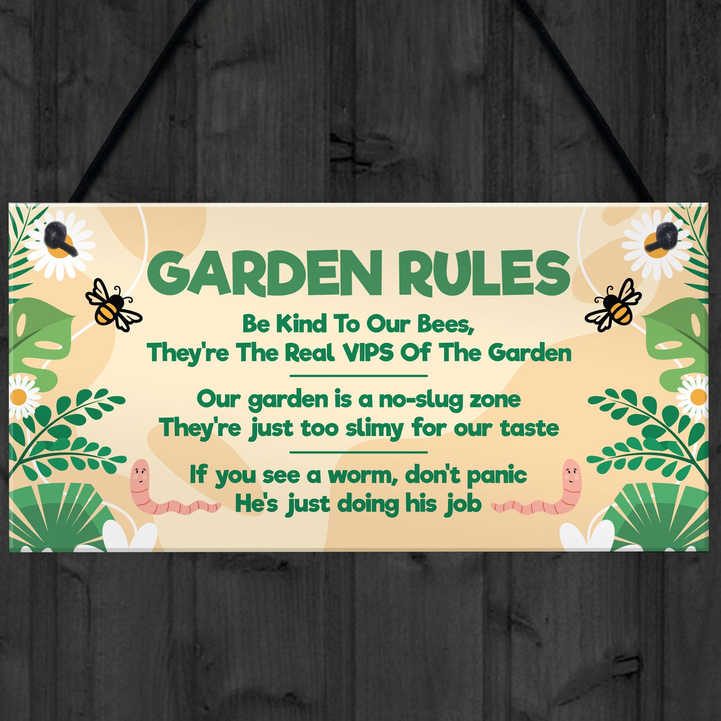 Garden Rules Funny Hanging Sign For Gardening Enthusiasts