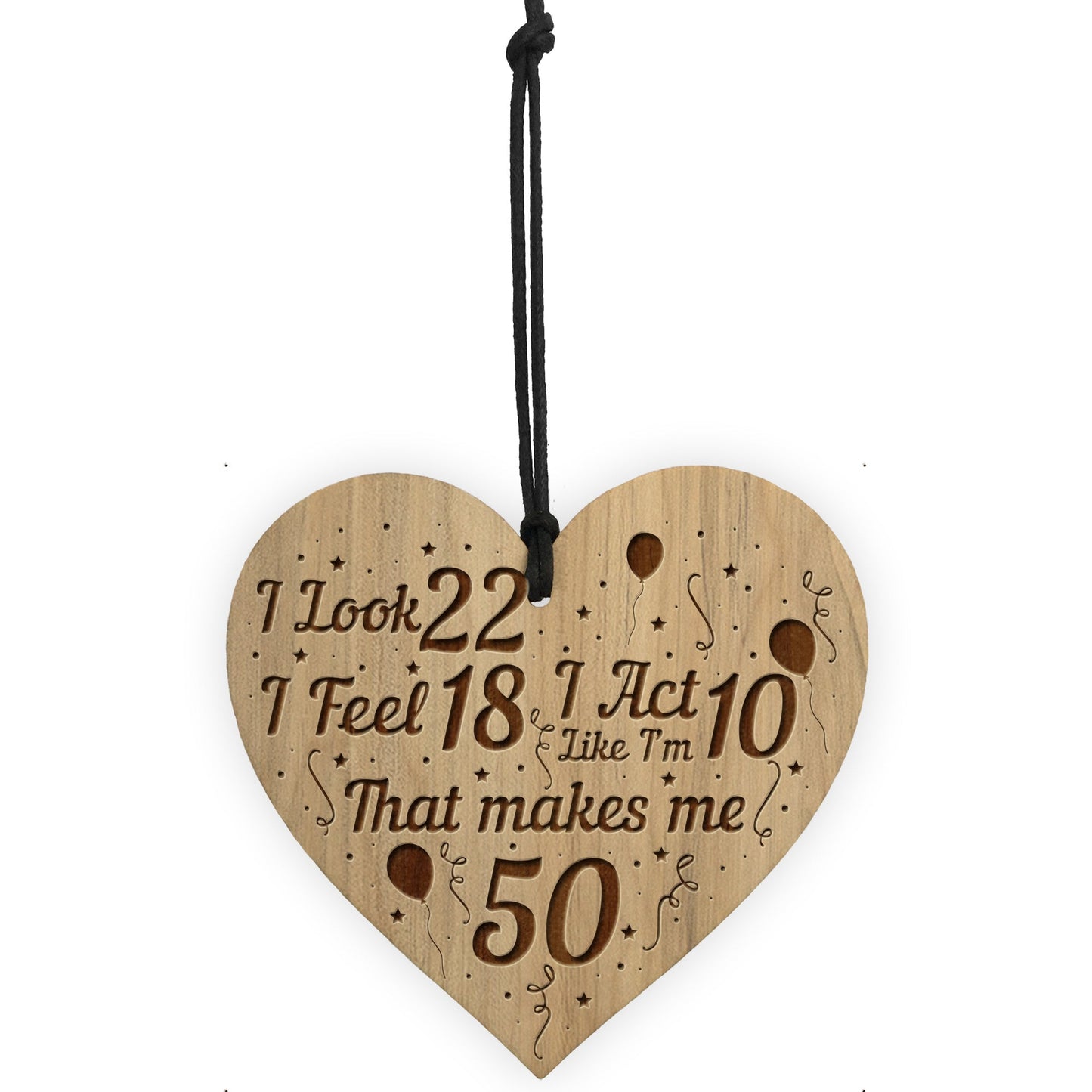FUNNY 50th Birthday Gift For Women Men Fifty Gift Engraved Heart
