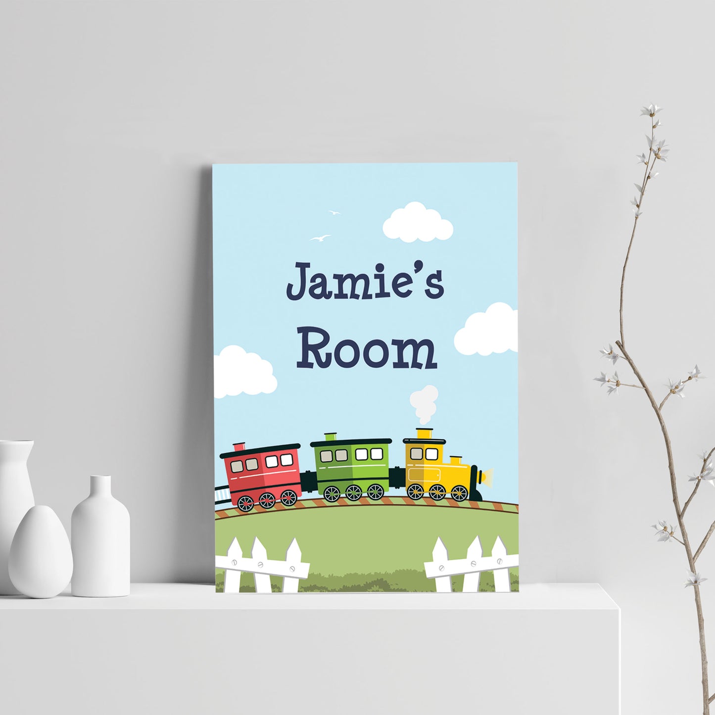 Personalised Boys Bedroom Decor Nursery Art Train Print Picture