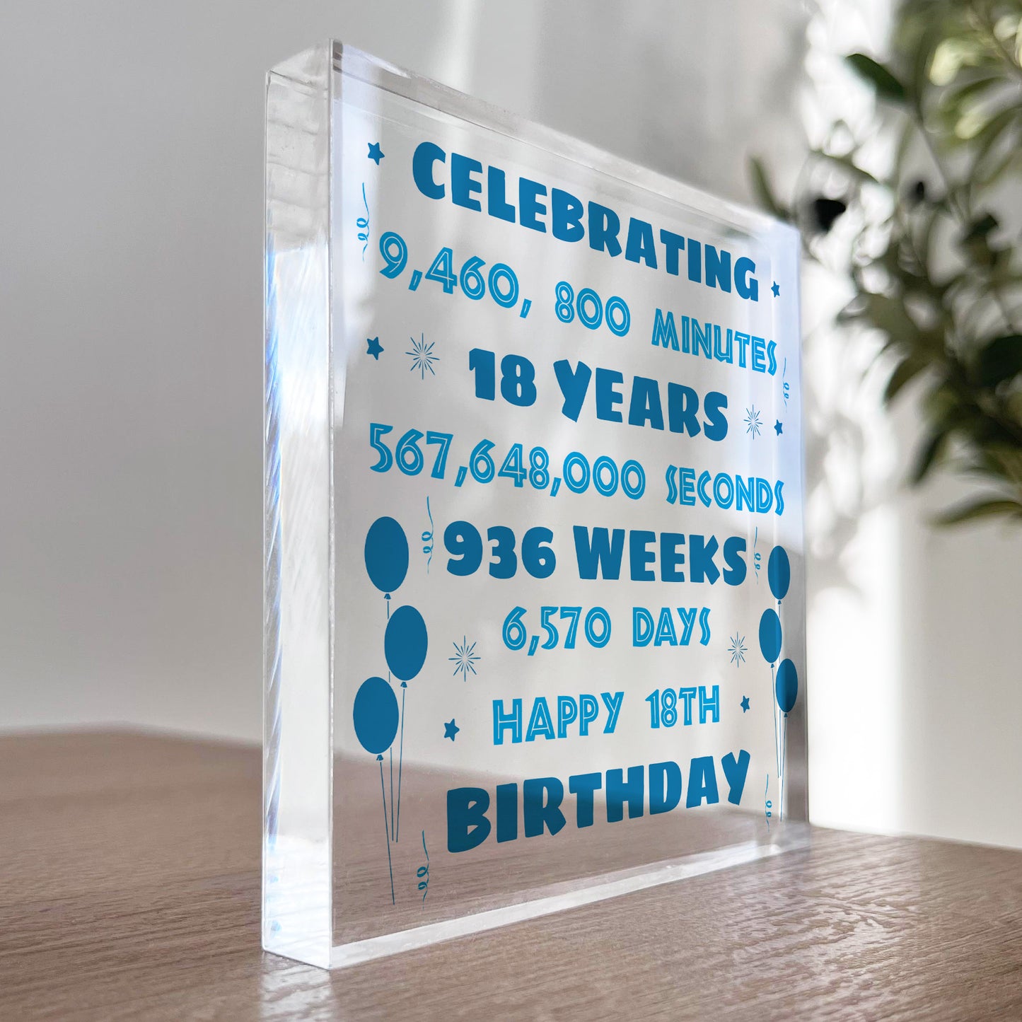 18th Birthday Gift For Son Brother Freestanding Acrylic Block