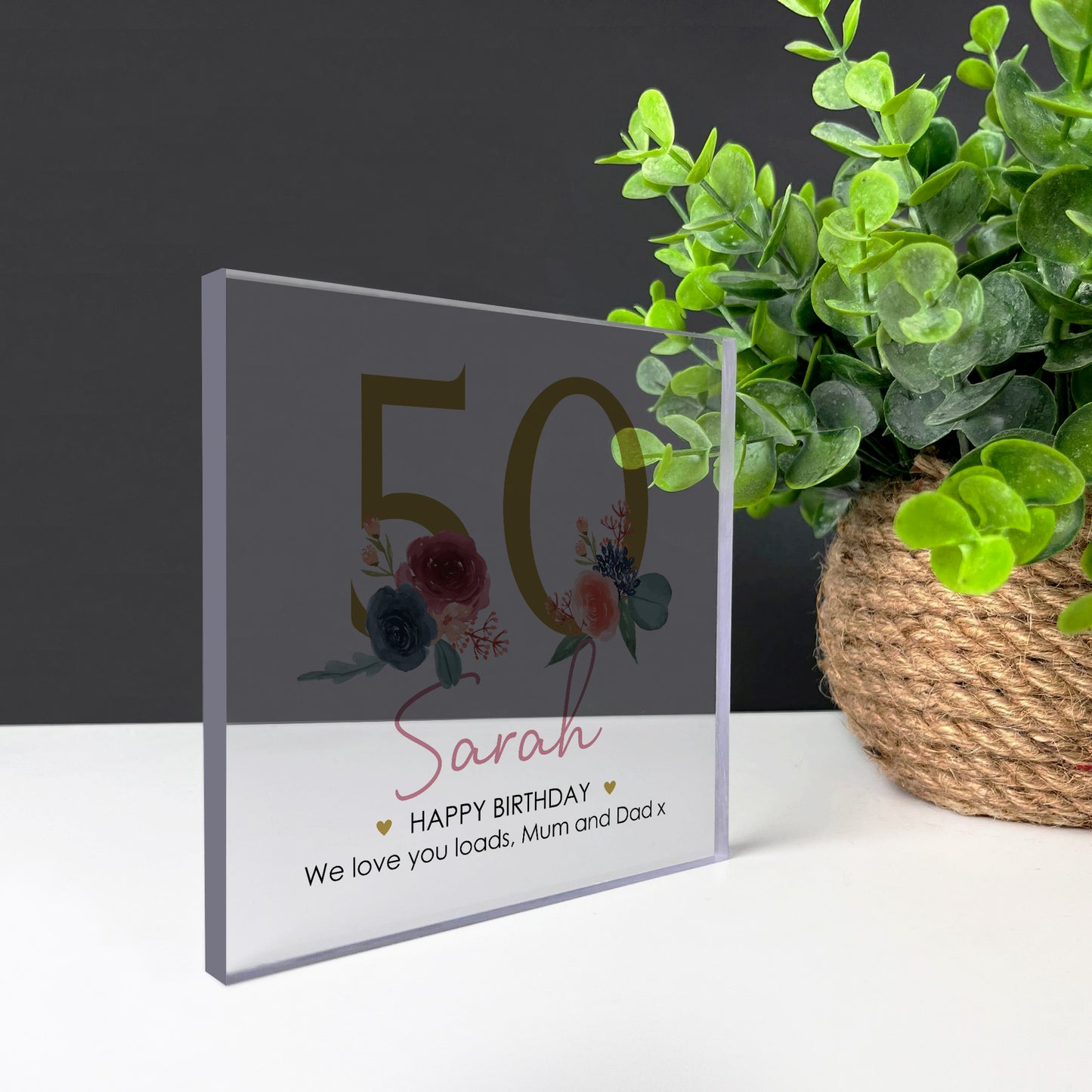 PERSONALISED 50th Birthday Gifts Women Her Clear Block