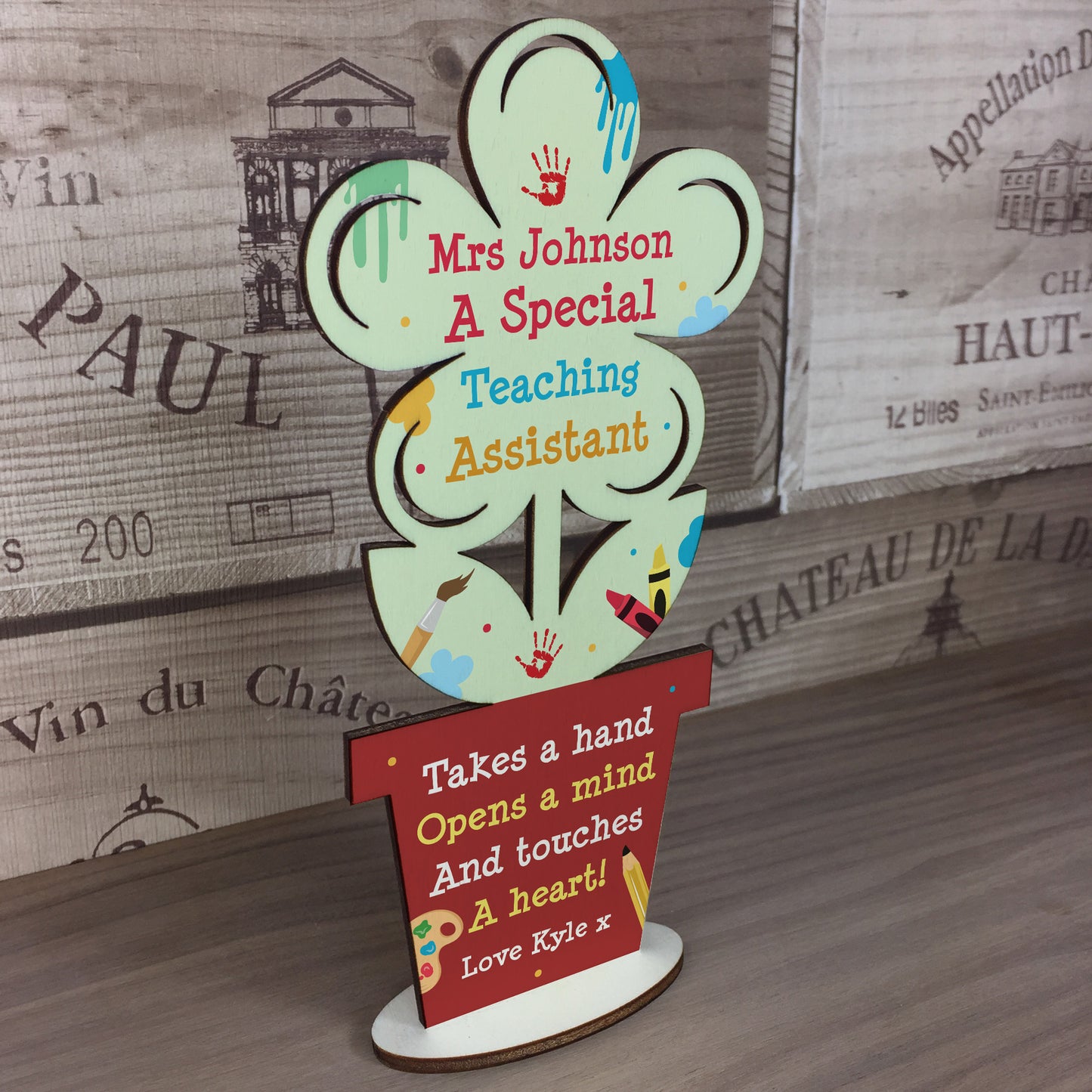 Special Gift For Teacher Assistant Wood Flower Plaque Thank You