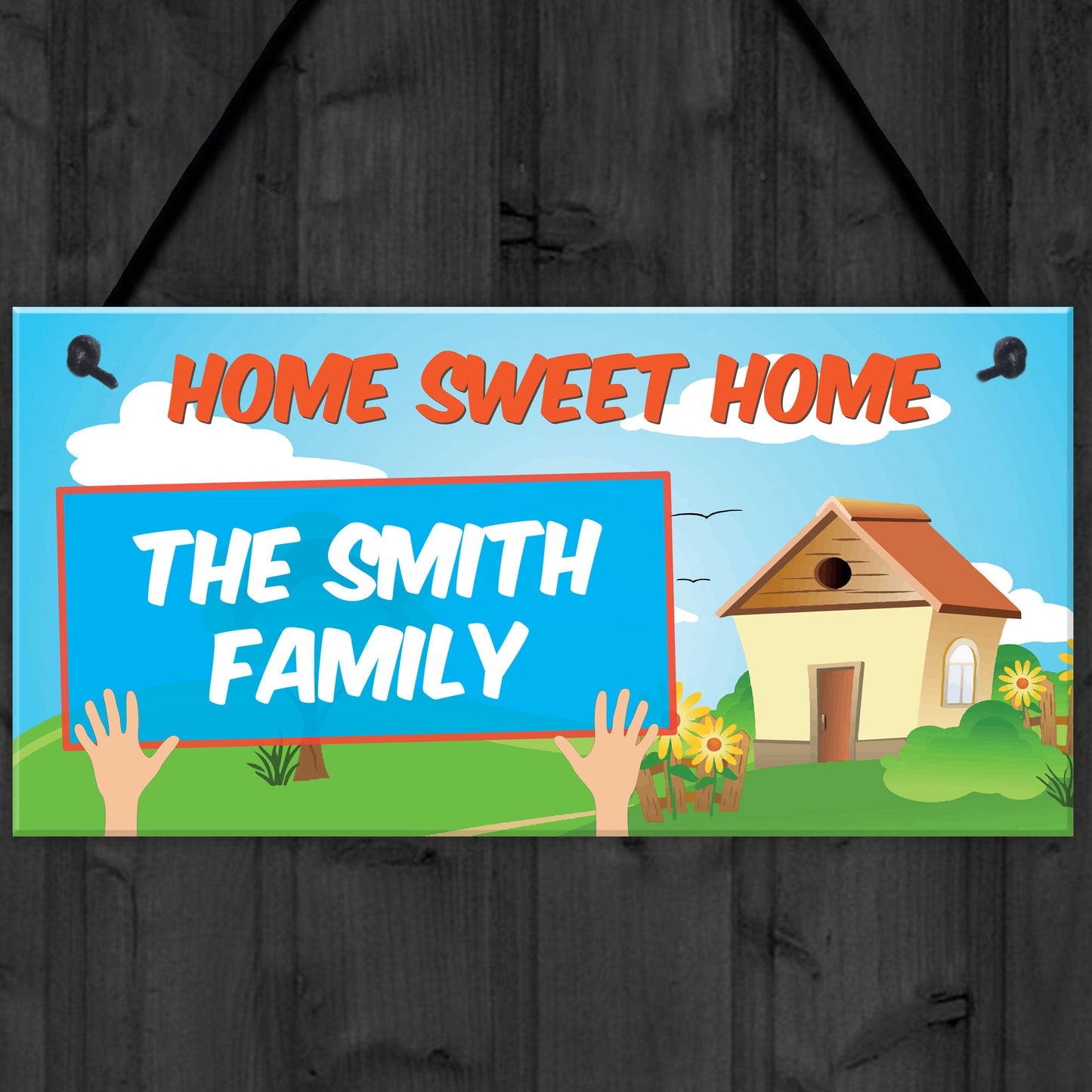 Personalised Family Name Home Sweet Home Hanging Plaque Sign