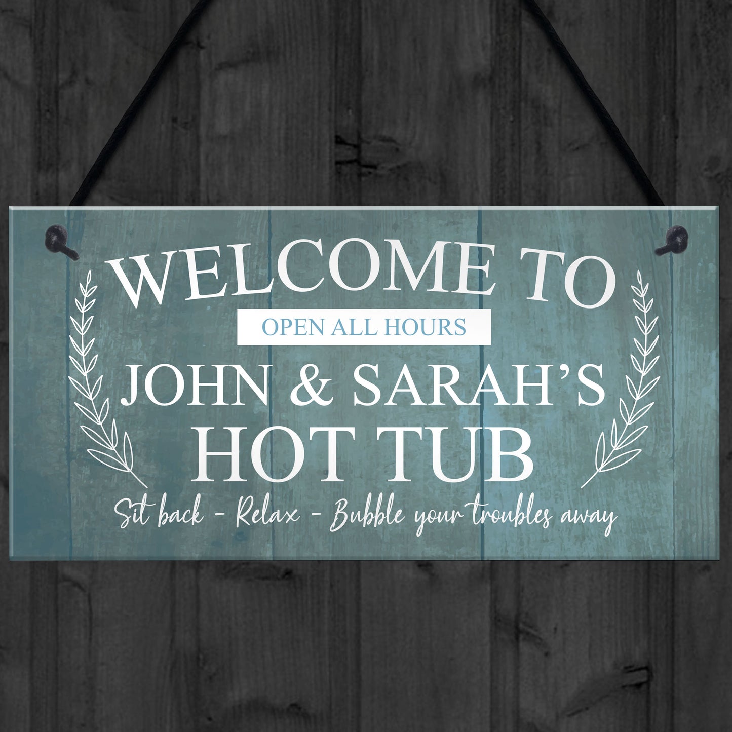 Hanging Hot Tub Sign Personalised Garden Shed Sign New Home Gift