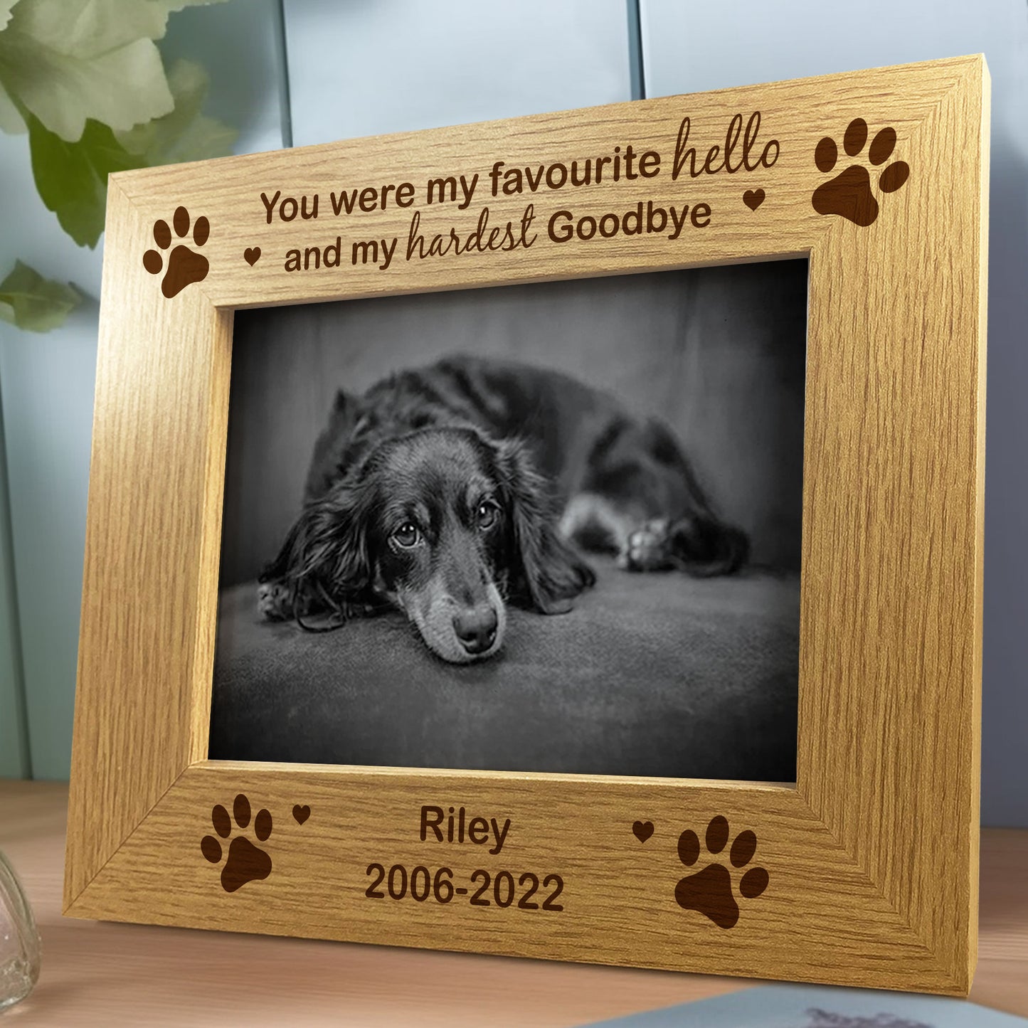 Personalised Pet Photo Frame Wooden Gift Dog Puppy Handmade Keep