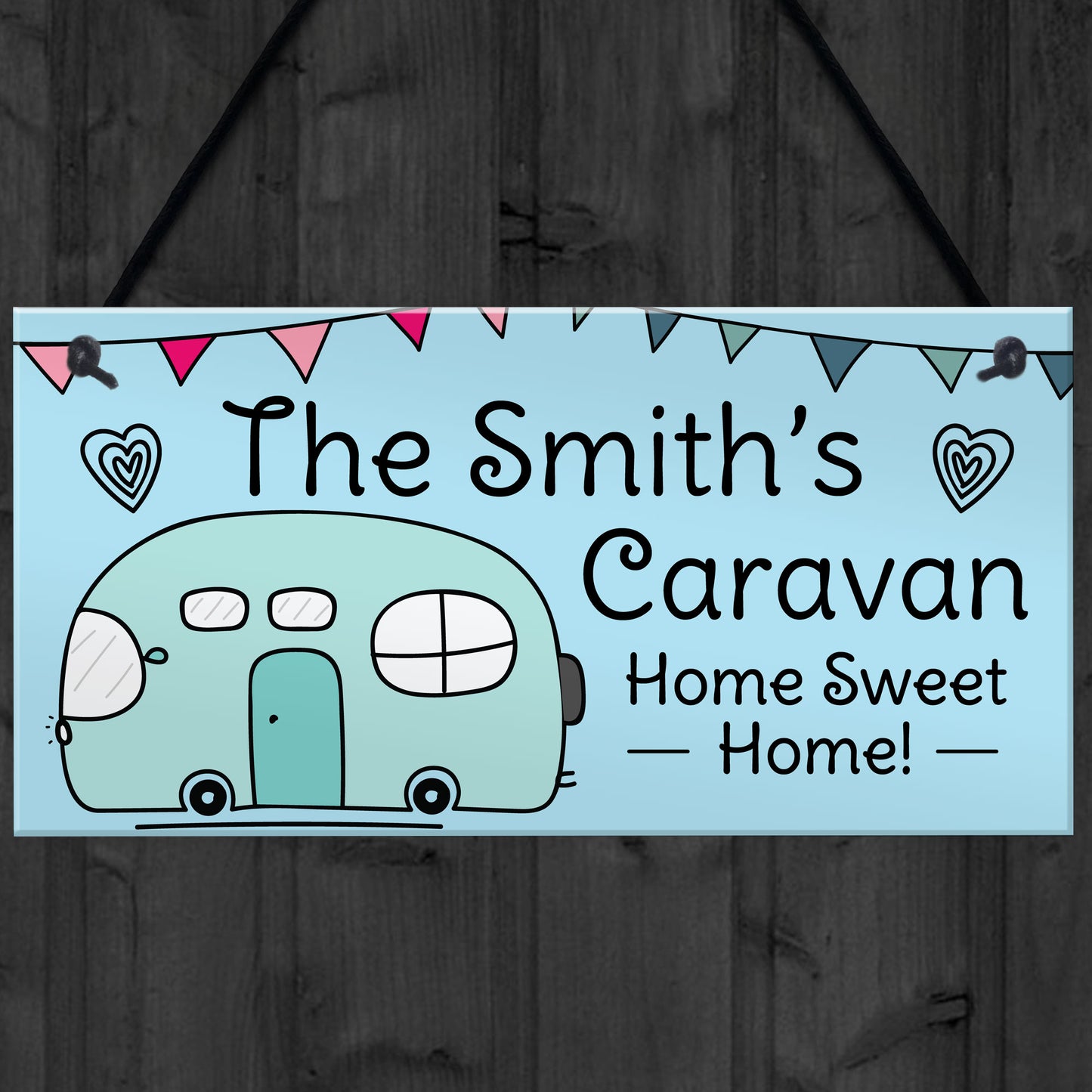 Novelty Hanging Caravan PERSONALISED Sign Home Decor Signs