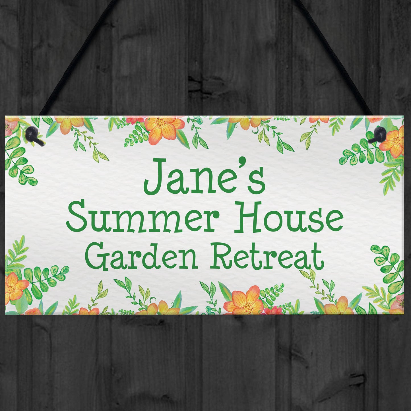 Floral Summerhouse Sign Personalised Hanging Door Sign