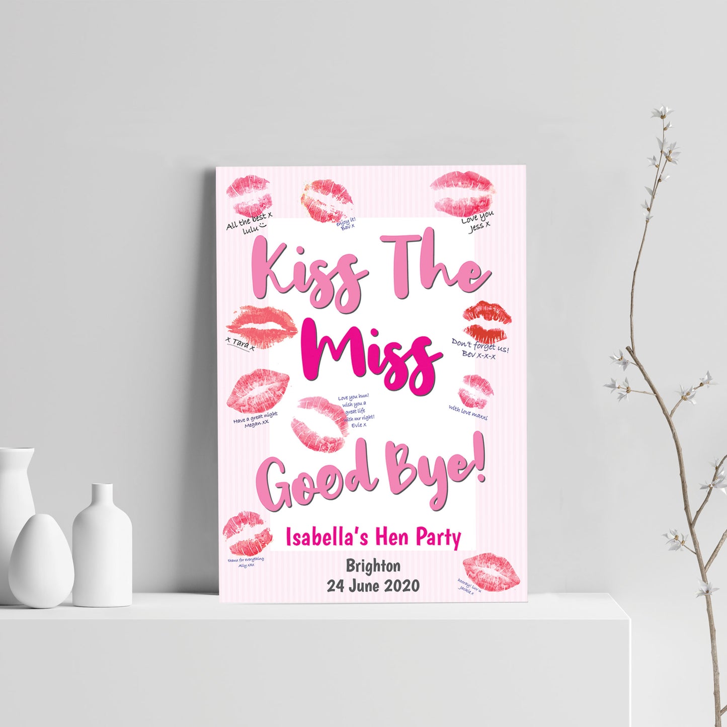 HEN PARTY GAME - Kiss The Miss Goodbye PERSONALISED Do Gift Keep