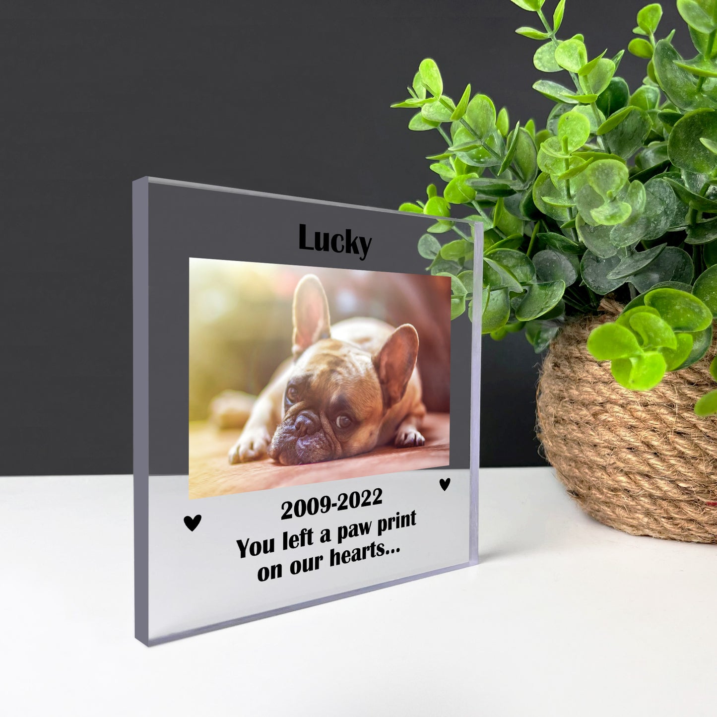 Personalised Pet Memorial Photo Block Dog Puppy Gift Keepsake