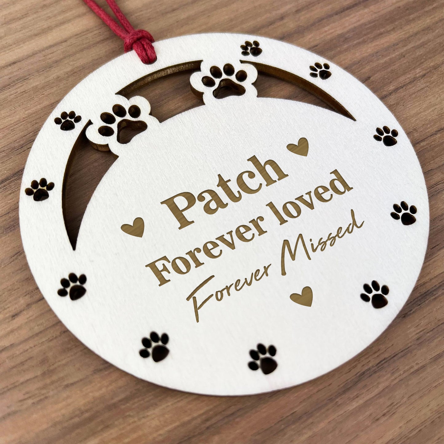 Pet Memorial Christmas Decoration Wood Engraved Bauble