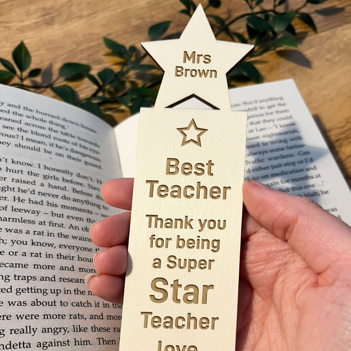 Super Star Teacher Gift Personalised Wood Bookmark Thank You