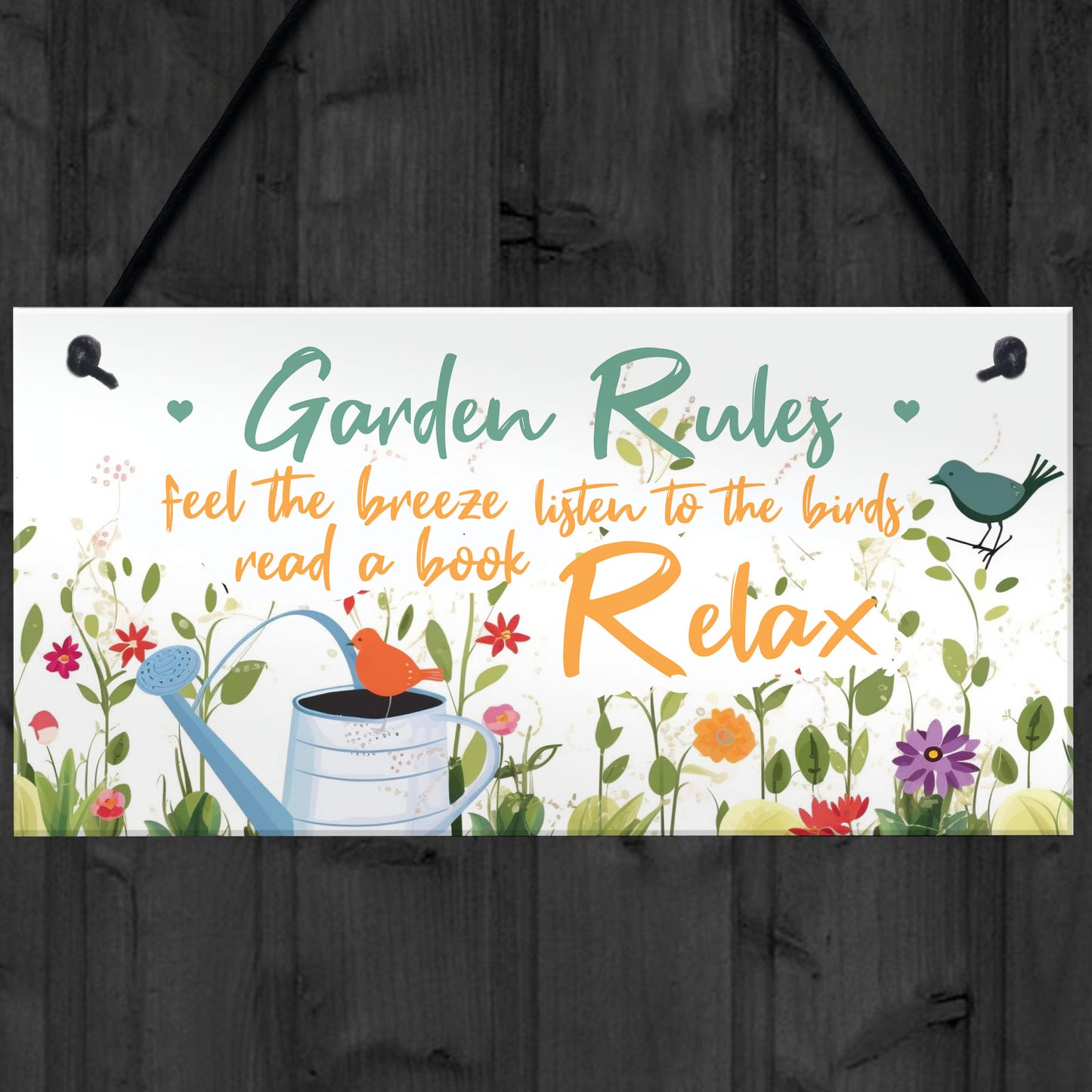 Handmade Hanging Wall Plaque Garden Rules Sign For Gardeners