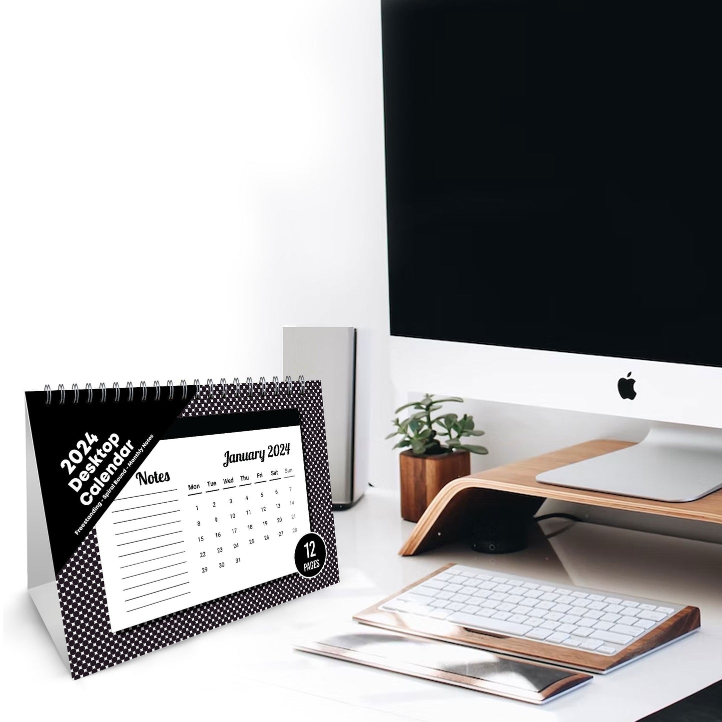 2024 Office Desk Calendar Spiral Bound Flipbook Table Top