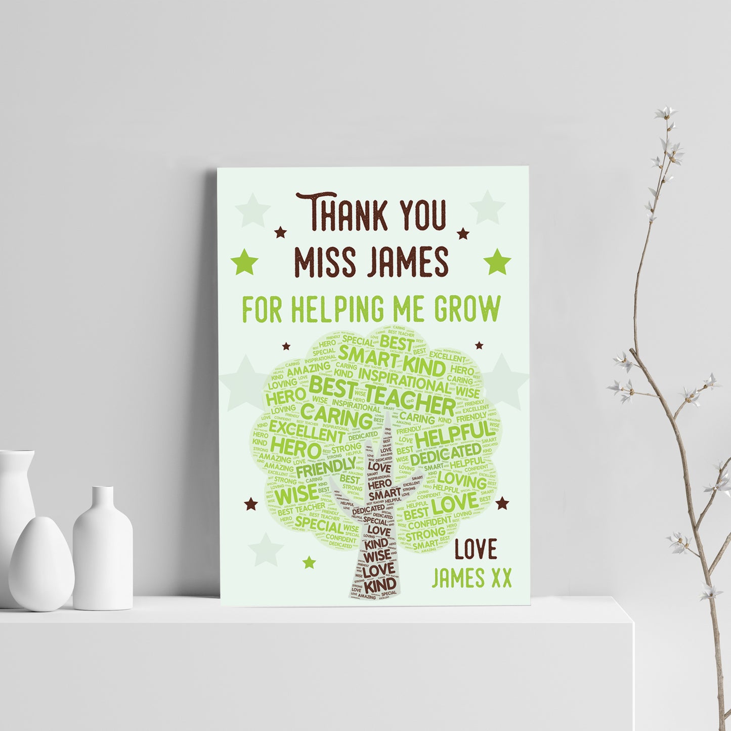 Thank You Teacher Gifts Personalised Print Best Teacher Leaving