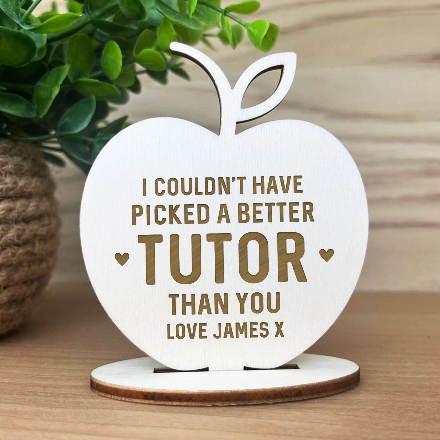 Tutor Gifts Personalised Wood Apple Thank You Gift For Him Her