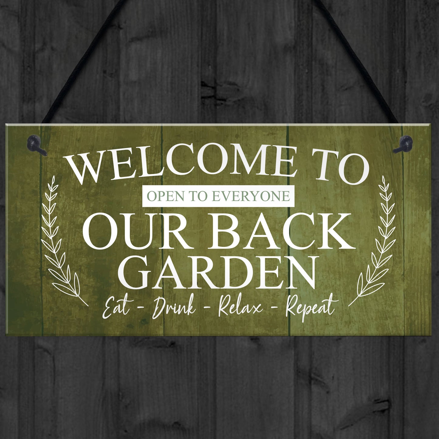 BACK GARDEN Sign Hanging Wall Shed Plaque Rustic Friendship Gift