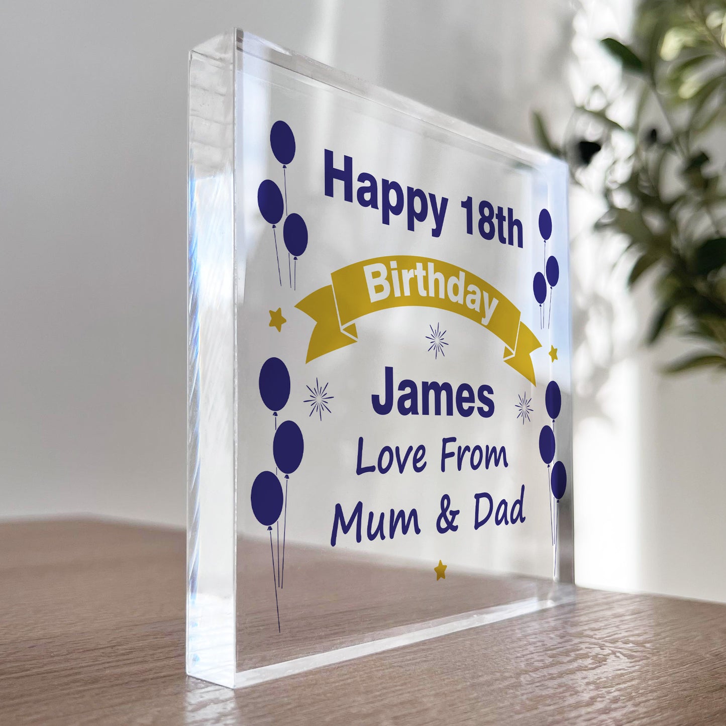 Personalised Birthday Gift For Him Men Acrylic Block 16th 18th