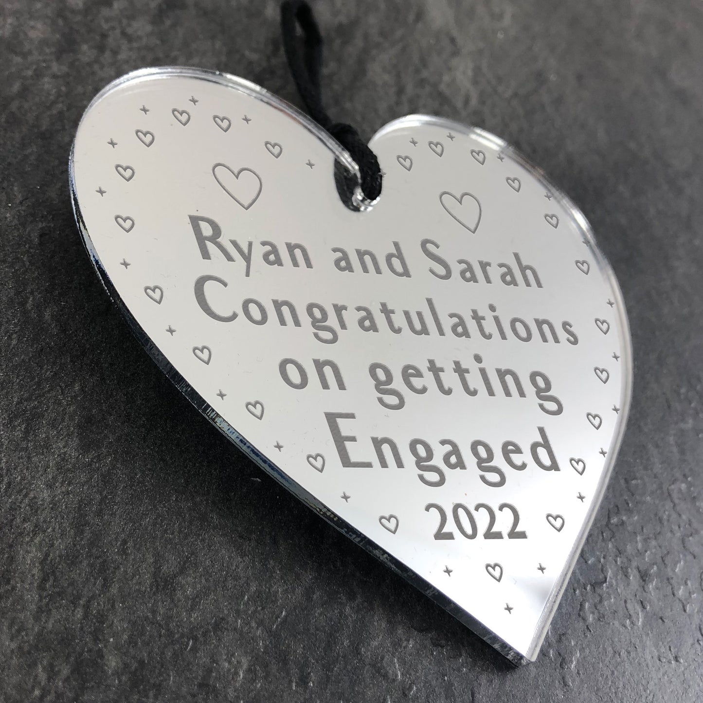 Engagement Gift Personalised Engraved Heart Congratulations Gift