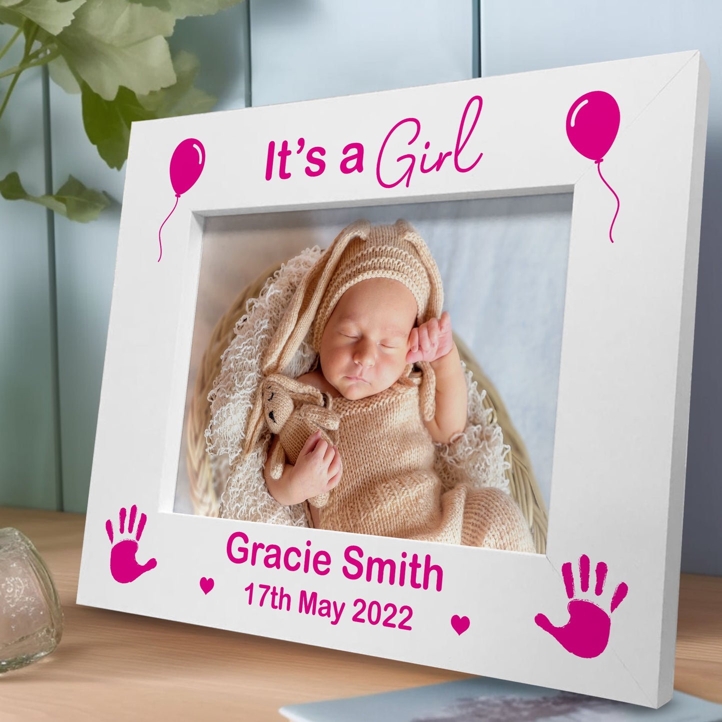 It's A Girl PERSONALISED Baby Name Photo Frame New Born Baby