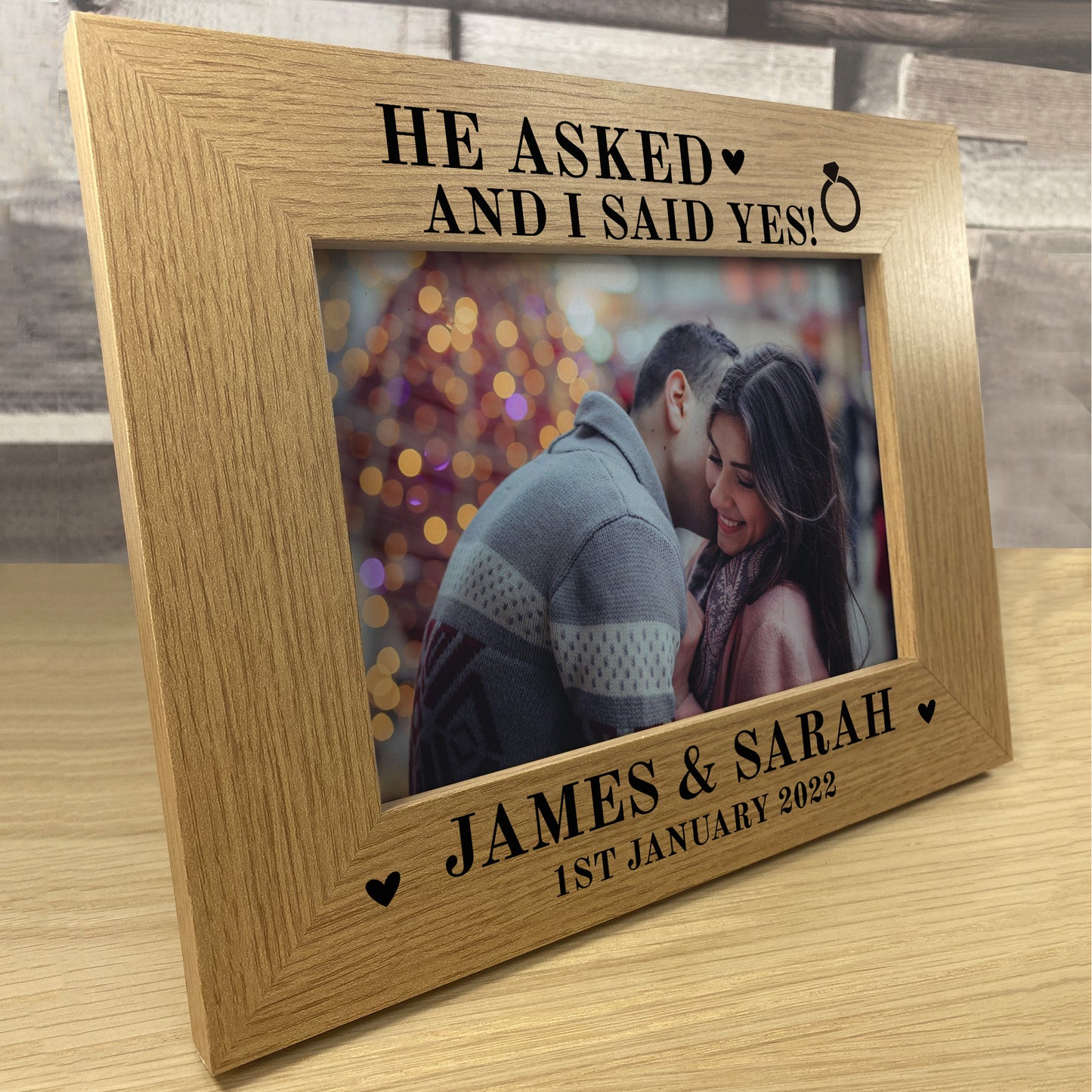 Engagement Gift For Couple Personalised Wooden Photo Frame