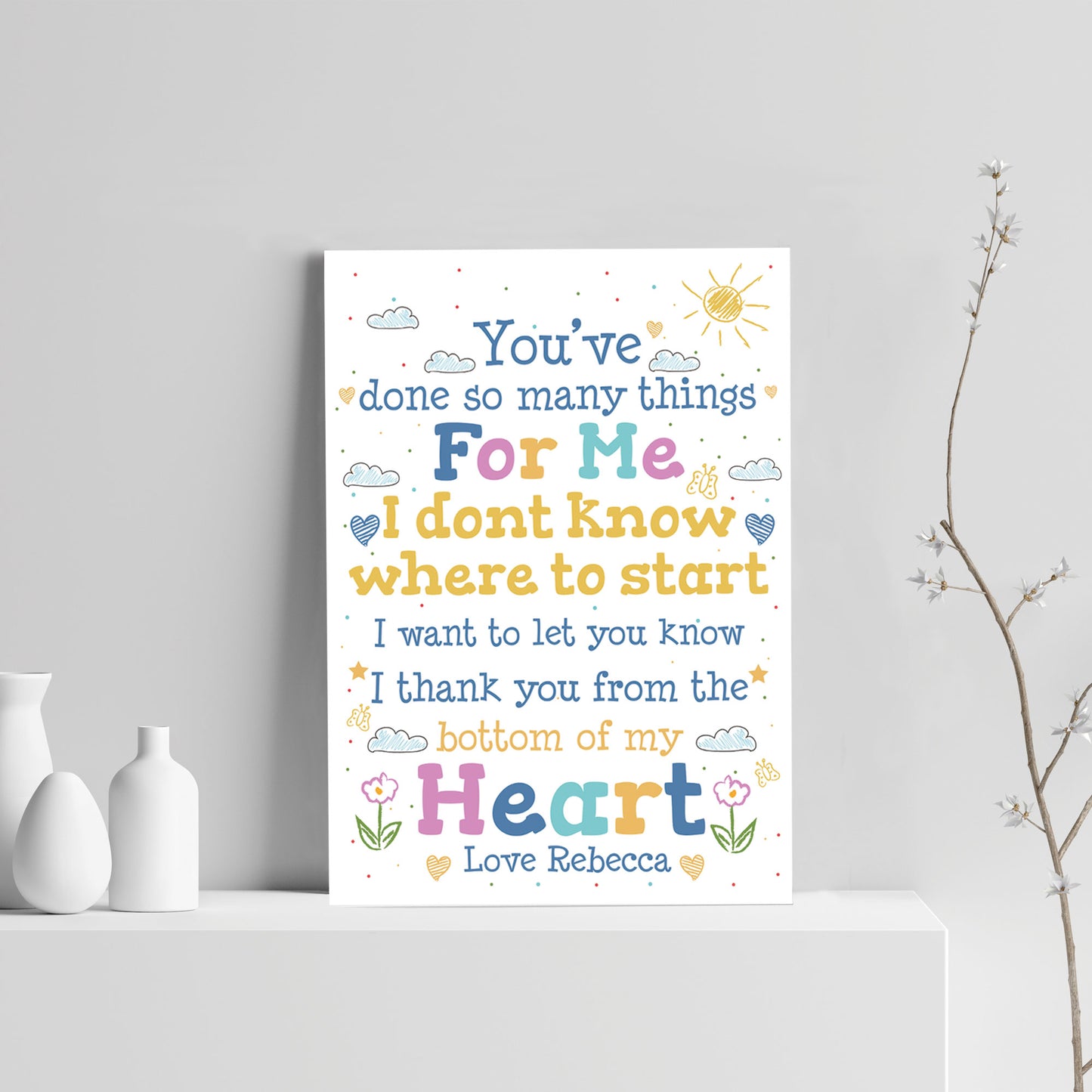 Special ThankYou Gift Poem Print Teacher Mentor Volunteer Friend