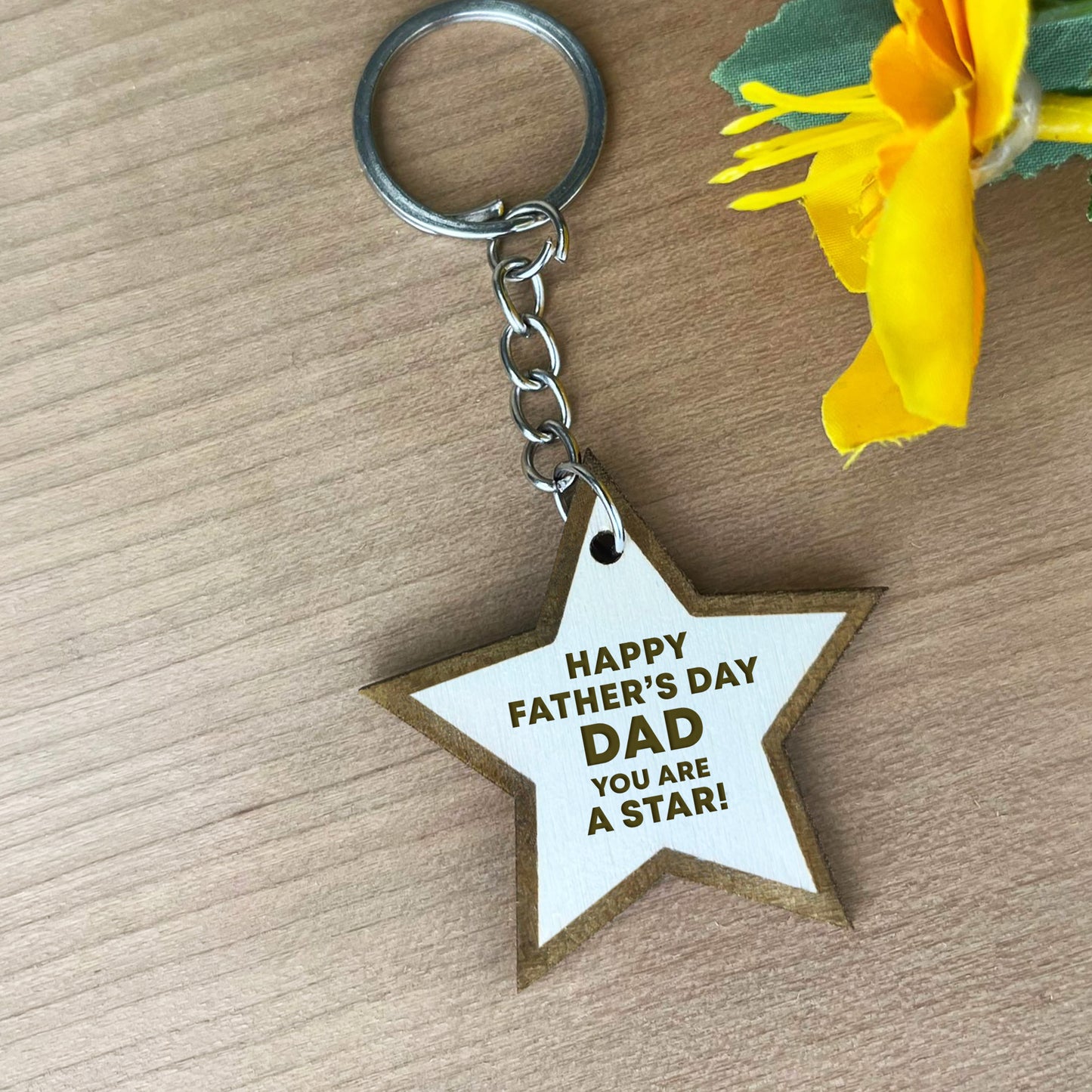 Fathers Day Gifts From Daughter Son Engraved Wood Keyring