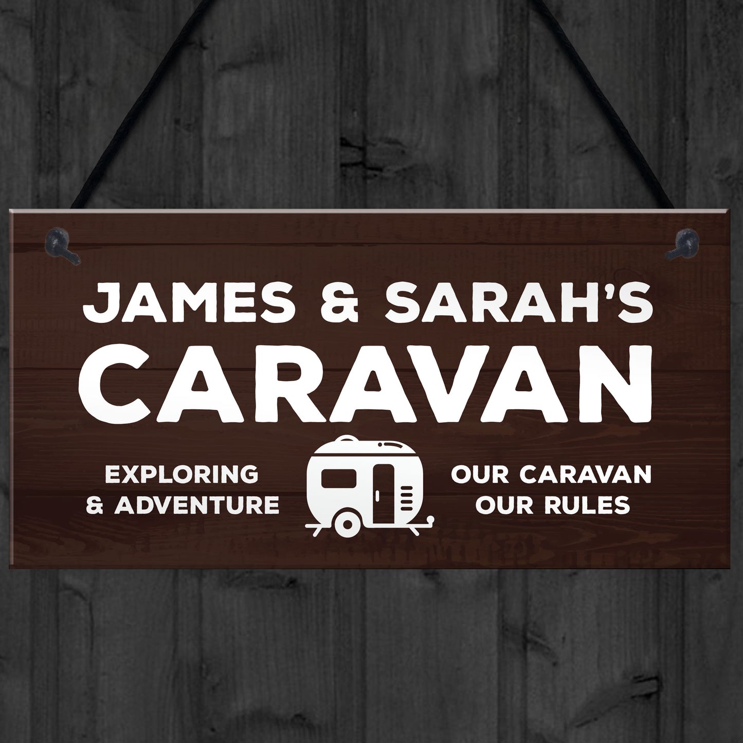 Personalised Caravan Sign Hanging Door Wall Plaque Campervan