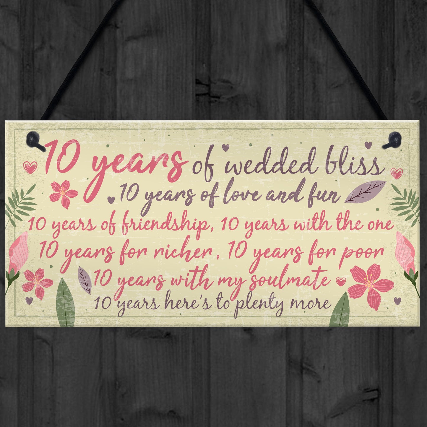 10th Wedding Anniversary Card Gift For Husband Wife Ten Year