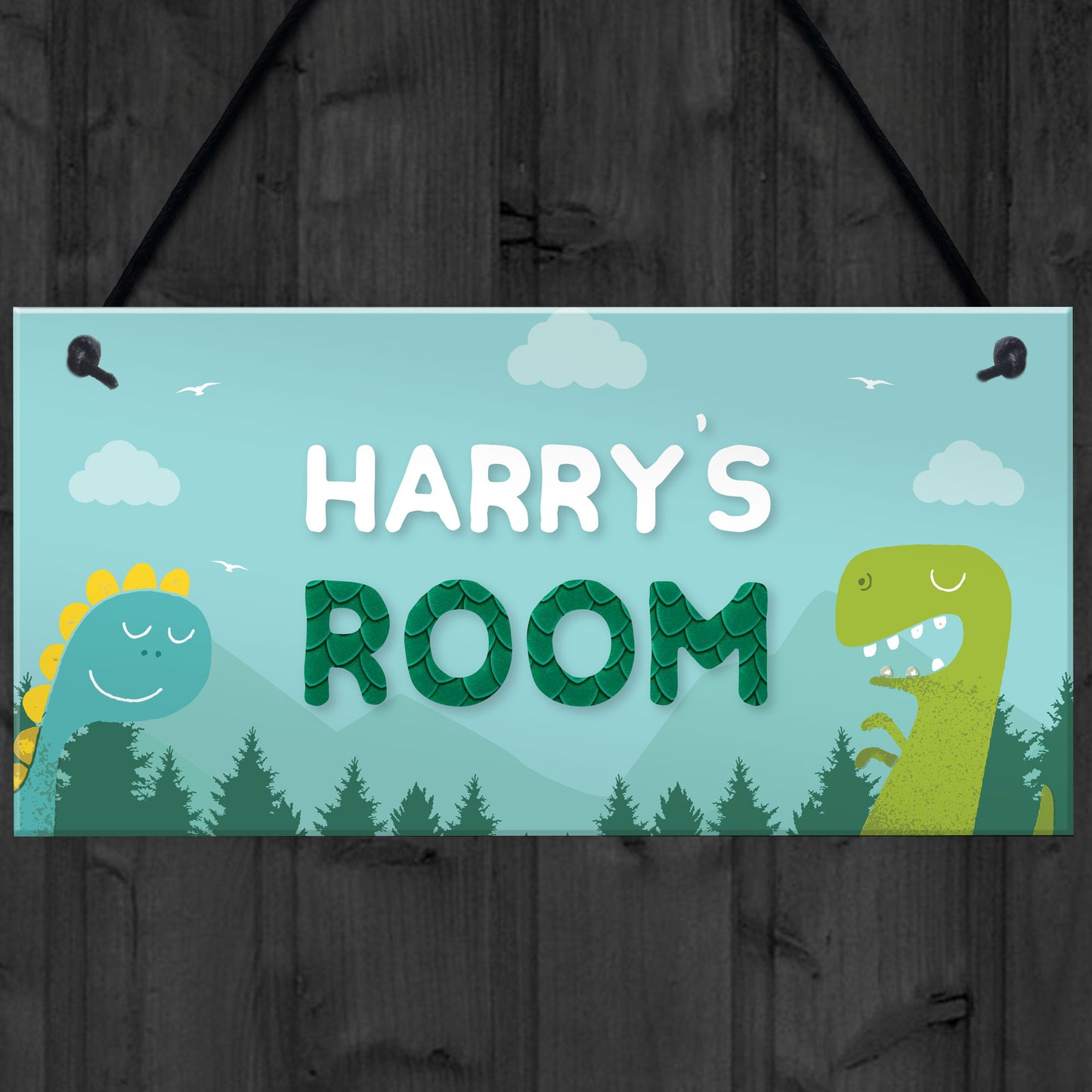 Dinosaur Personalised Door Sign Kids Bedroom Nursery Birthday