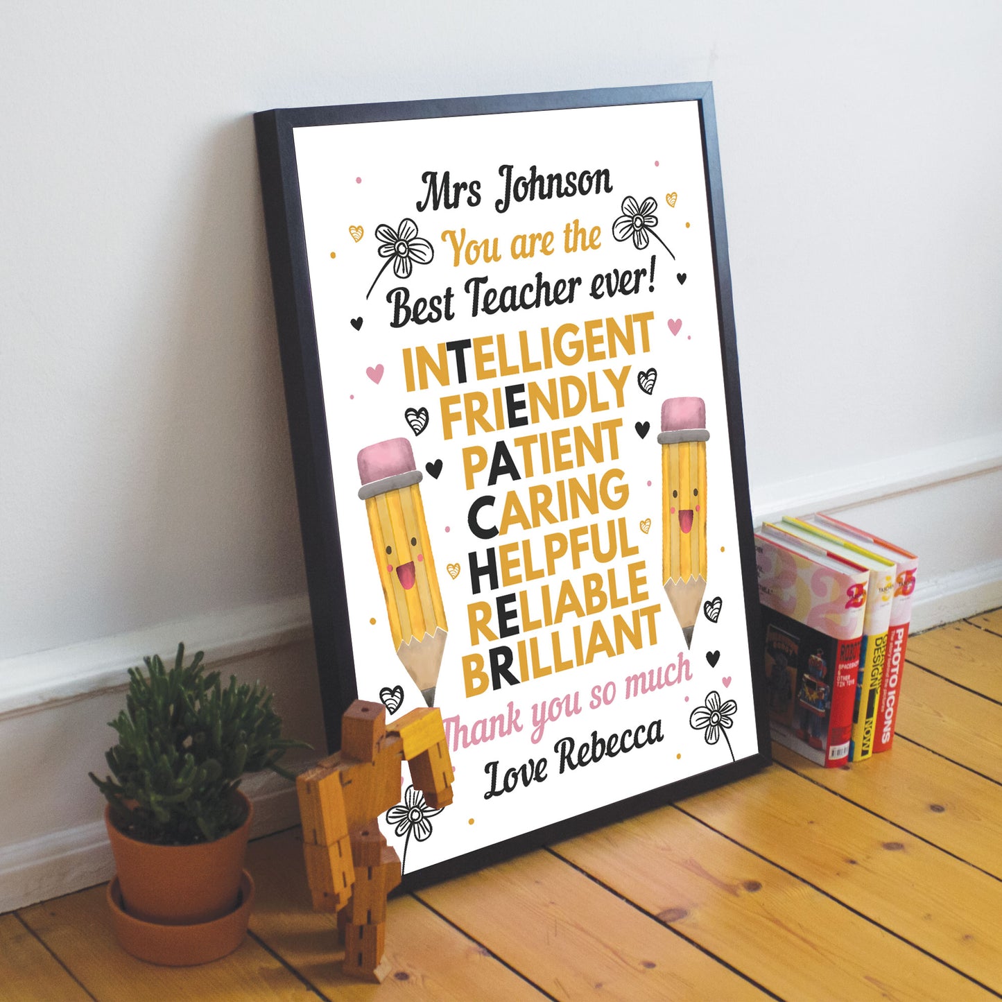 Best Teacher Framed Print Leaving School Nursery Gifts Thank You