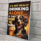 Funny Dog Drinking Hanging Wall Sign Pub Man Cave Home Bar Sign