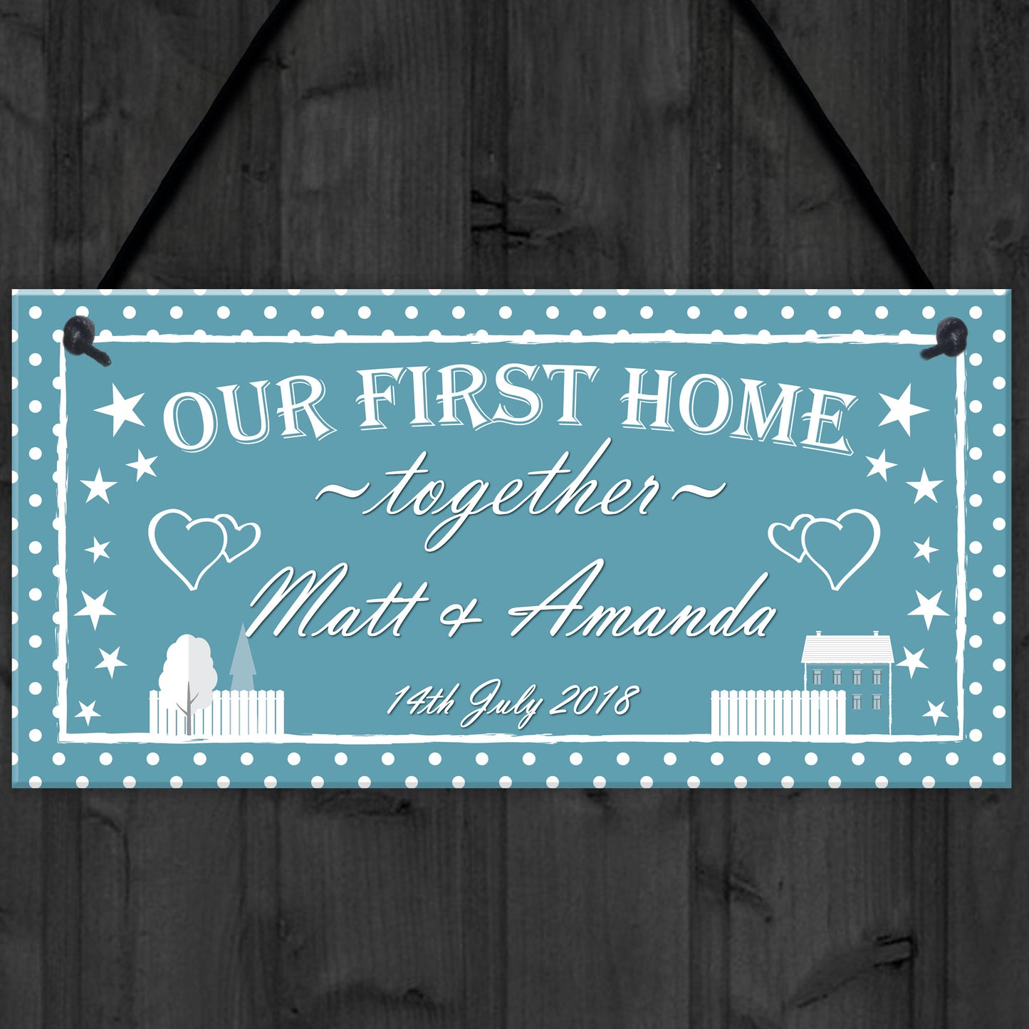 Personalised First Home Together Housewarming Hanging Plaque