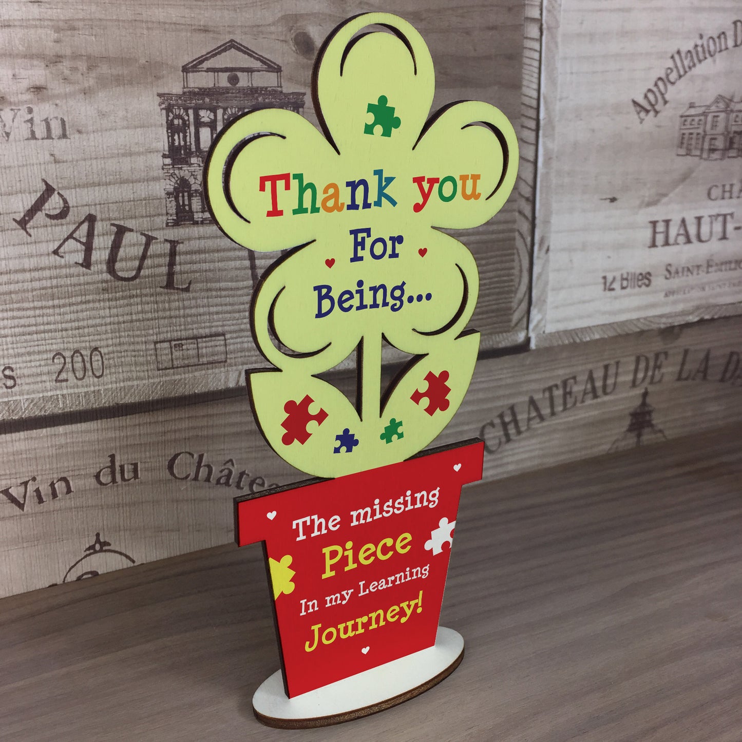 Teacher Assistant Gift Wooden Flower Handmade Thank You Leaving