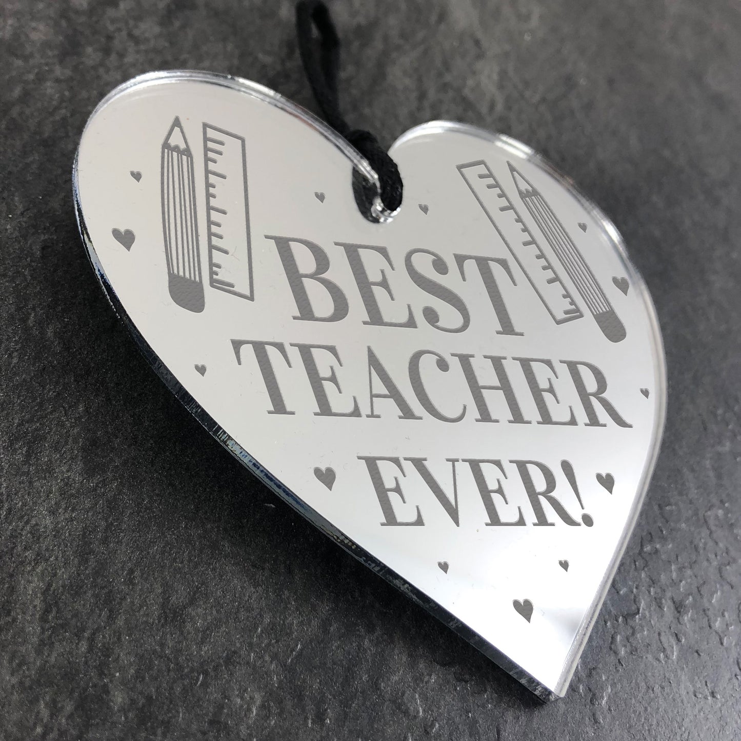 BEST TEACHER EVER Gift Engraved Heart Thank You Gift For Teacher