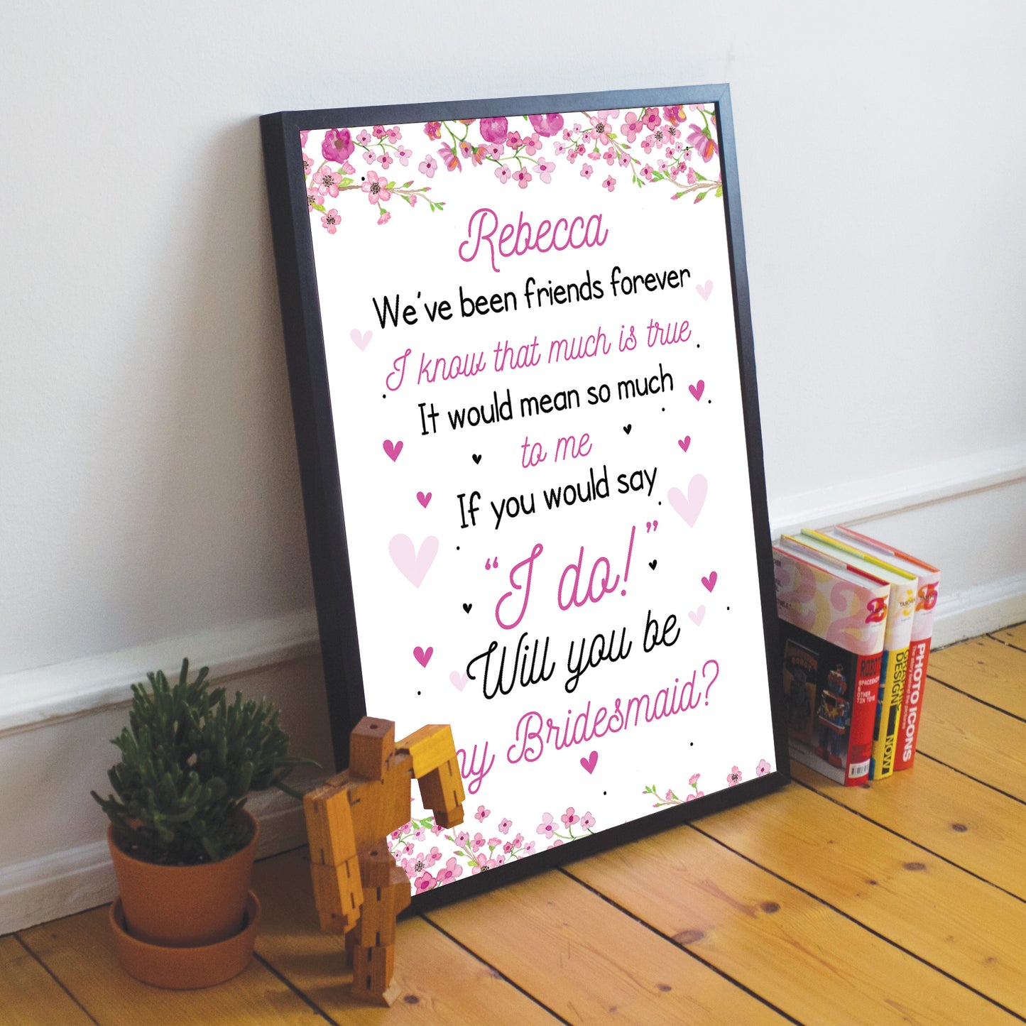 Personalised Will You Be My Bridesmaid Request Card Framed