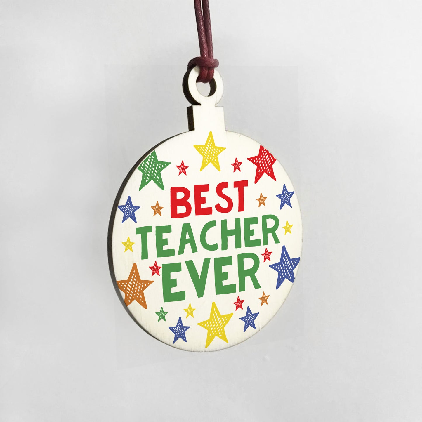 Colourful Wooden Hanging Christmas Tree Bauble Teacher Christmas