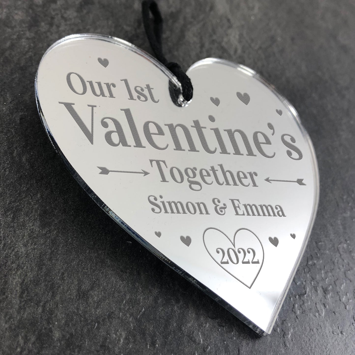 1st Valentines Day Together PERSONALISED Engraved Heart Gifts