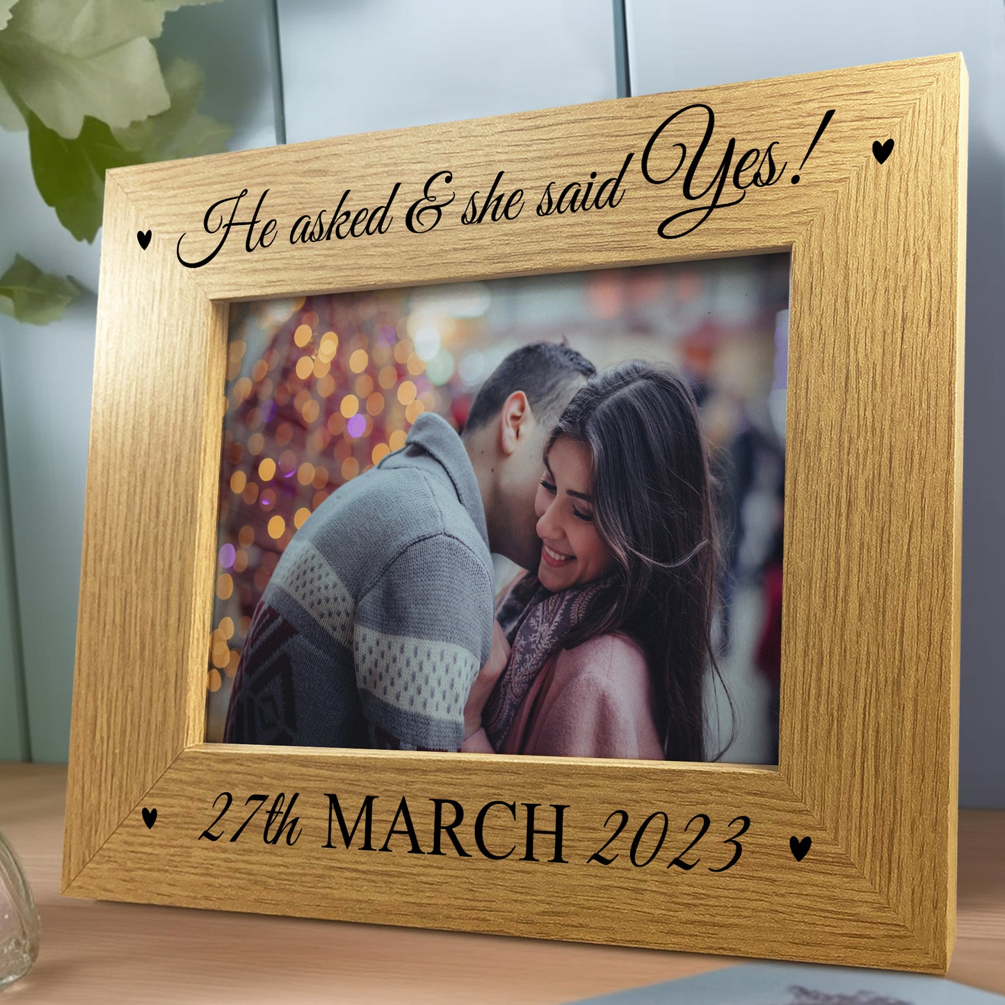 Personalised He Asked She Said Yes Engagement Gift Photo Frame