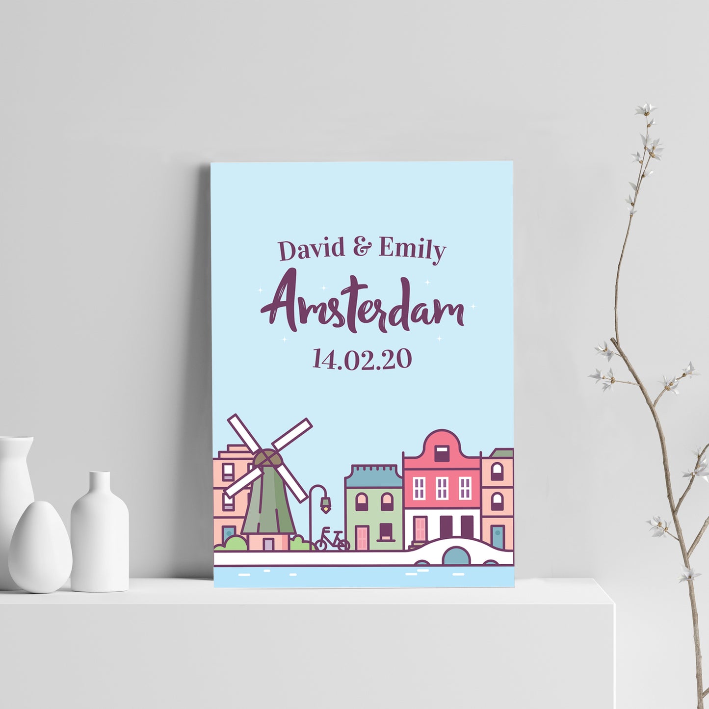 Personalised Amsterdam Print Holiday Reveal Travel Gift