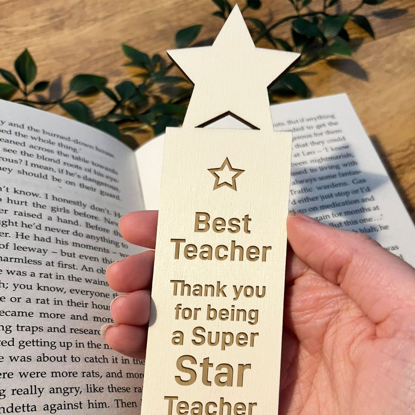 Wooden Bookmark Star Teacher Gift Thank You School Nursery