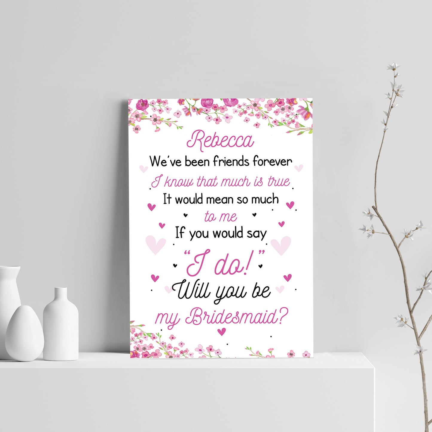 Personalised Will You Be My Bridesmaid Request Wedding Print