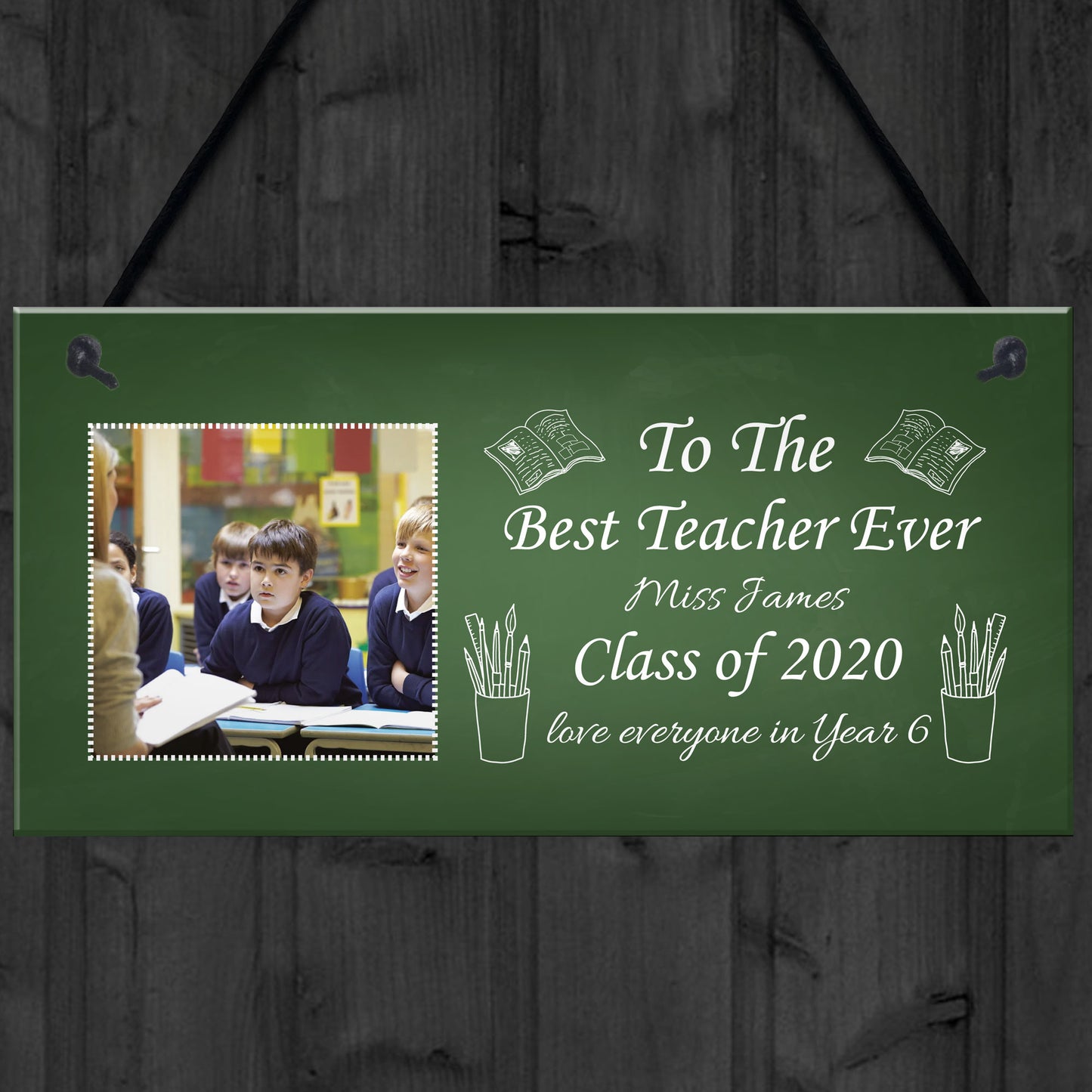 PERSONALISED Best Teacher Ever Photo Plaque Thankyou Birthday