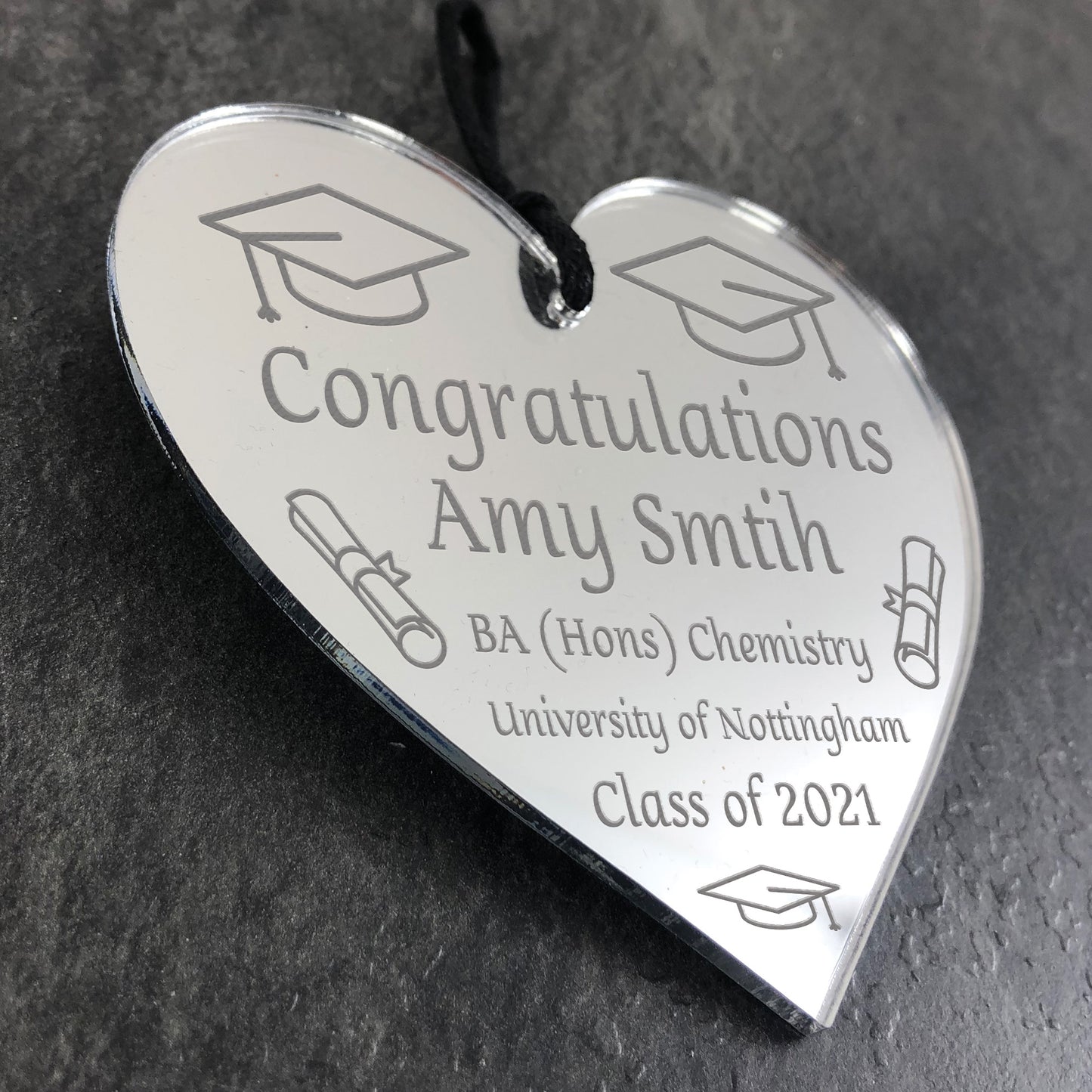 Graduation Gifts Decorations Personalised Engraved Heart Leaving