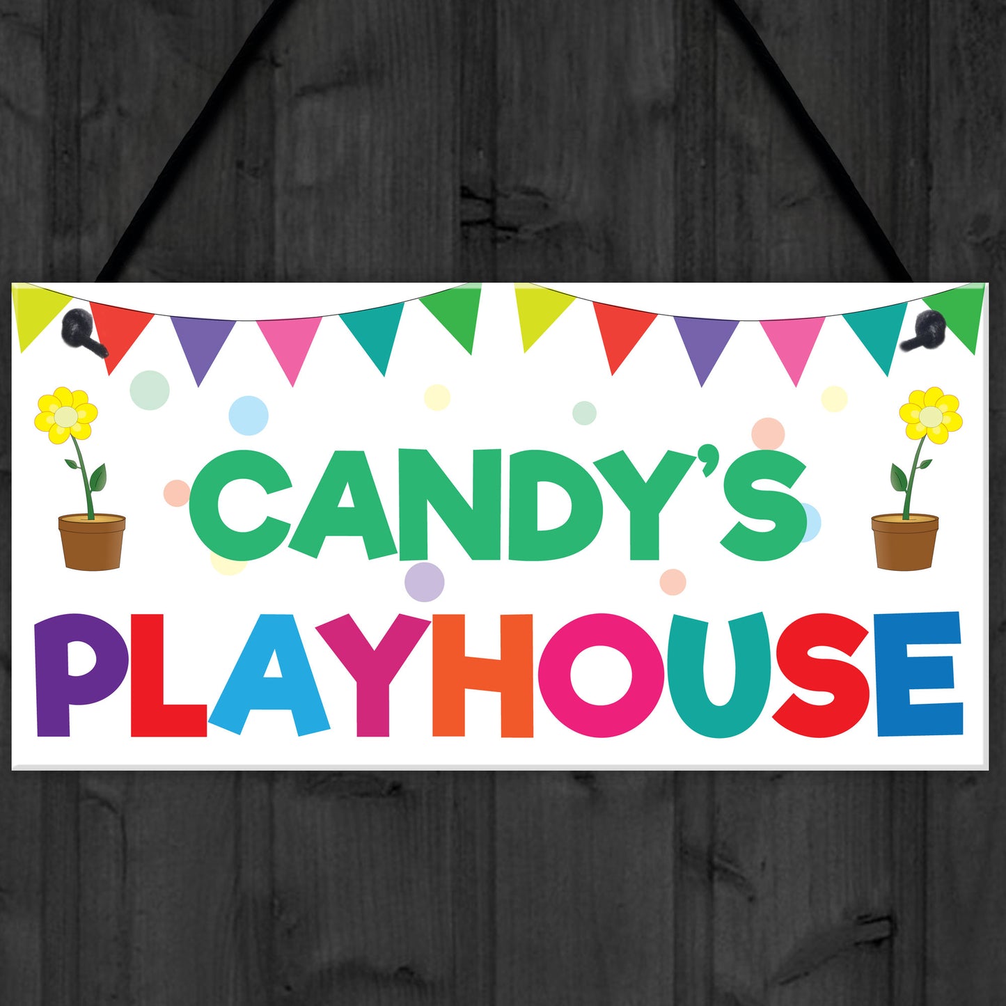 Personalised Child's Name Playhouse Hanging Plaque Sign Gift