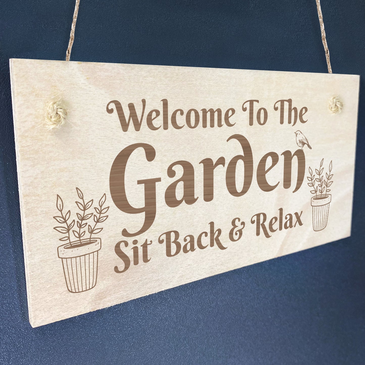 Garden Welcome Sign Engraved Wood Plaque Gift For Garden Shed