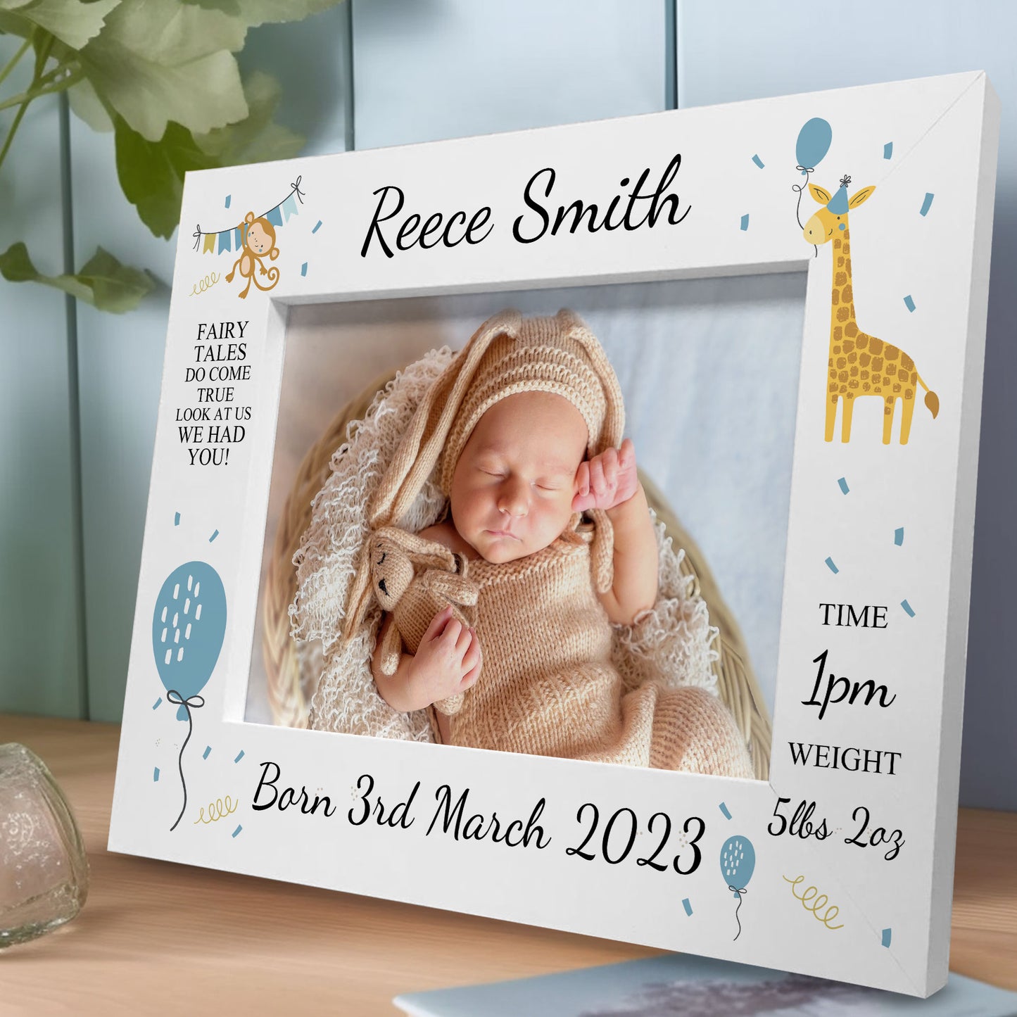 Personalised Baby Boy Gift Photo Frame Birth Details Nursery