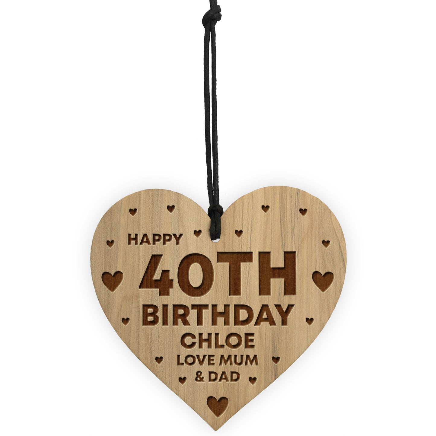 40th Birthday Gift For Daughter Wood Heart Personalised Friend