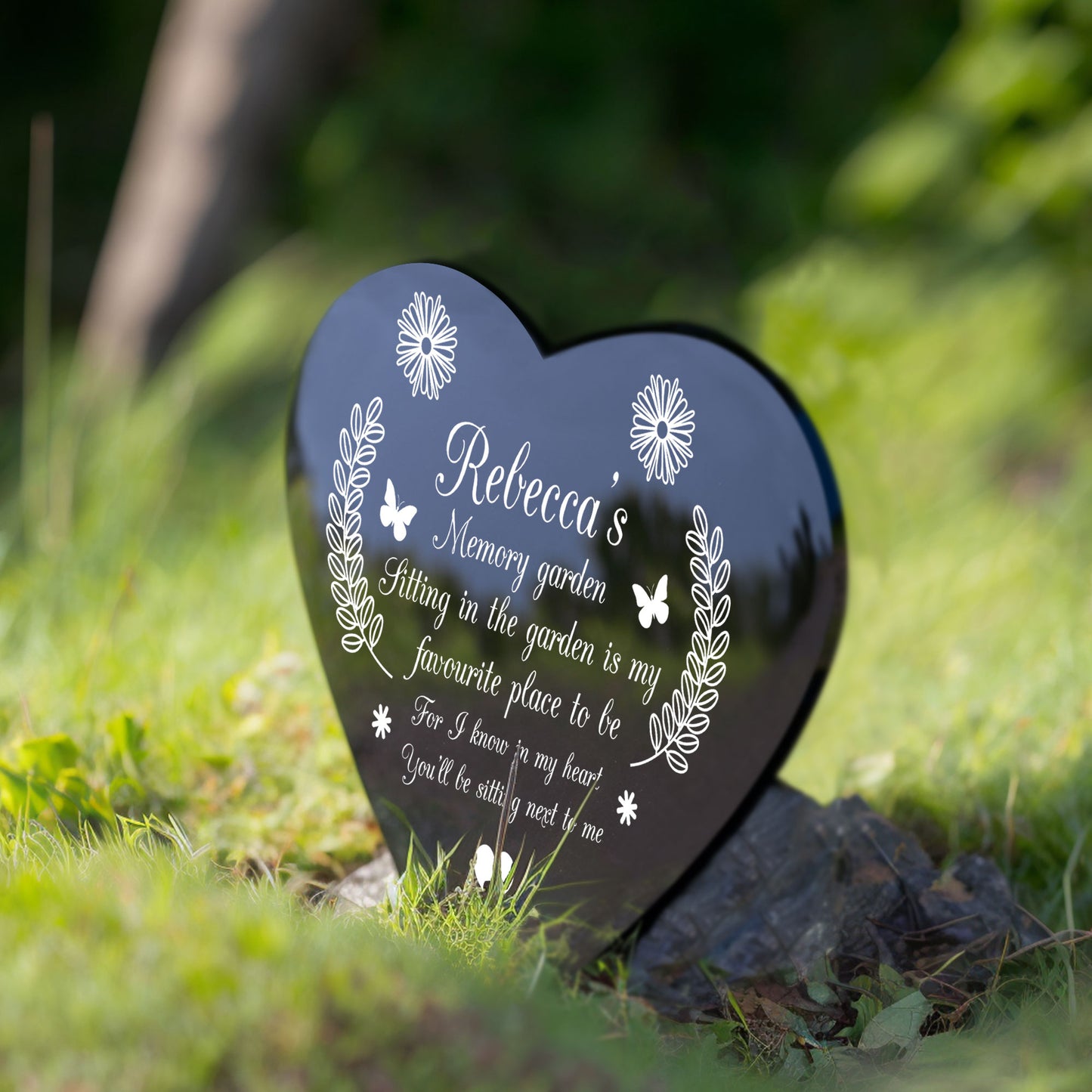 Personalised Memory Garden Memorial Acrylic Heart Stake Decor