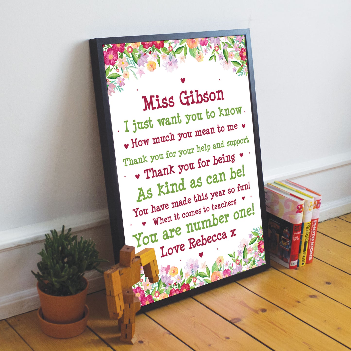 Personalised Teacher Framed Print Gift Leaving School Nursery