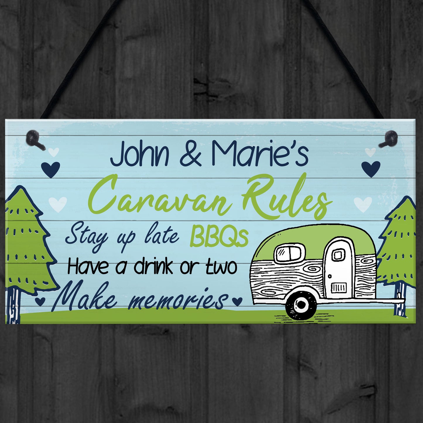 PERSONALISED Caravan Sign Hanging Caravan Rules Sign Novelty